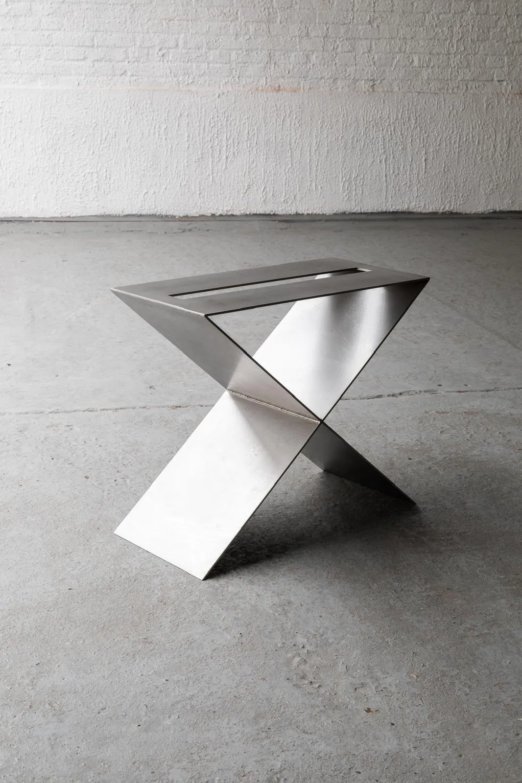 a pair of steel chairs, stainless