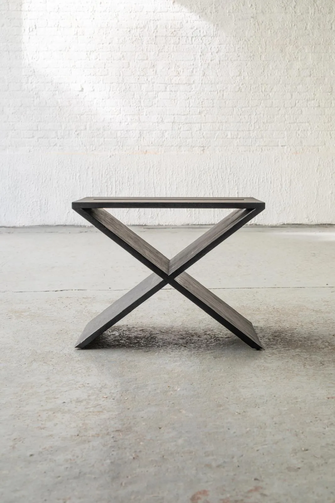 a pair solid oak chairs, painted black